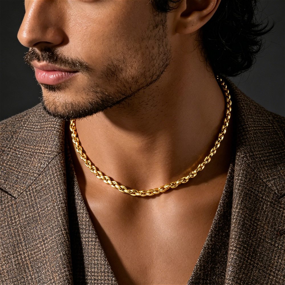 Nickel-Free Copper Golden Necklace, Versatile Design